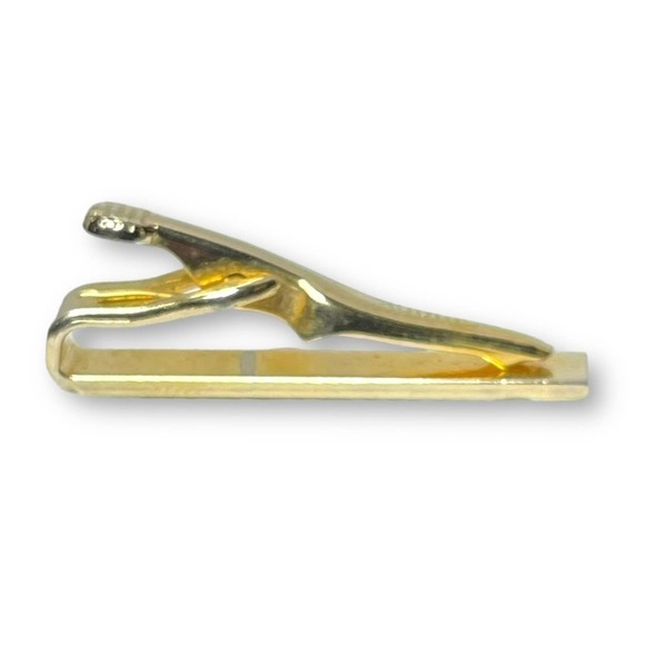 Swank Vintage Tie Clip Gold Tone Brushed Finish Polished Wave Accent - Picture 5 of 7